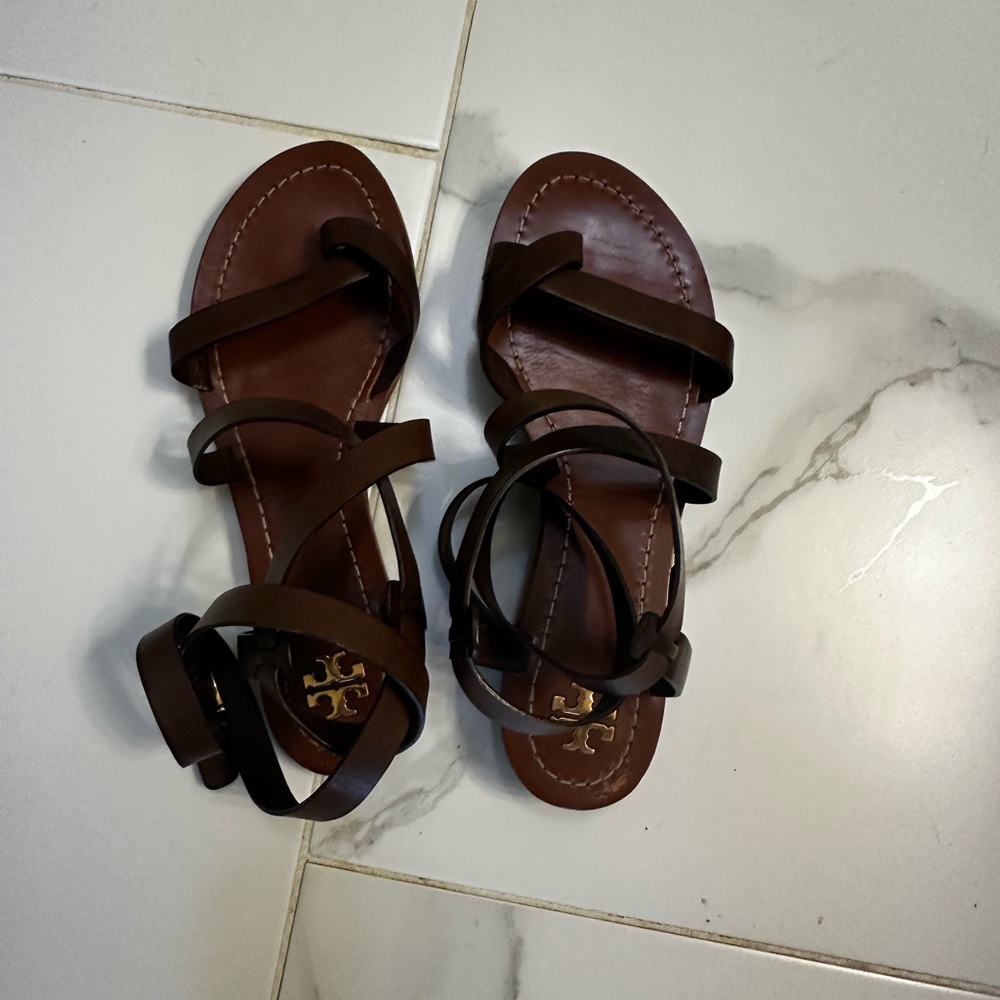 Tory Burch Brown Leather Sandals